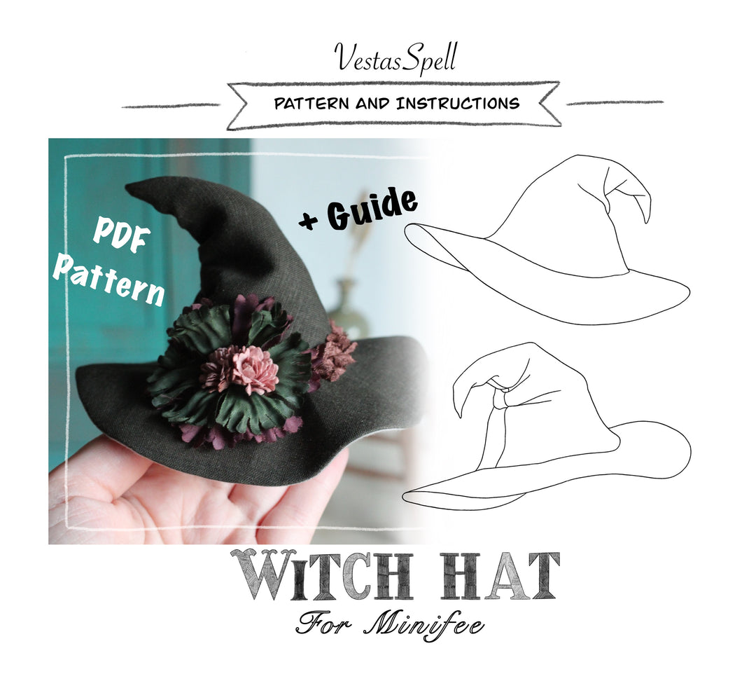 Minifee witch hat - Printable PDF pattern and tutorial