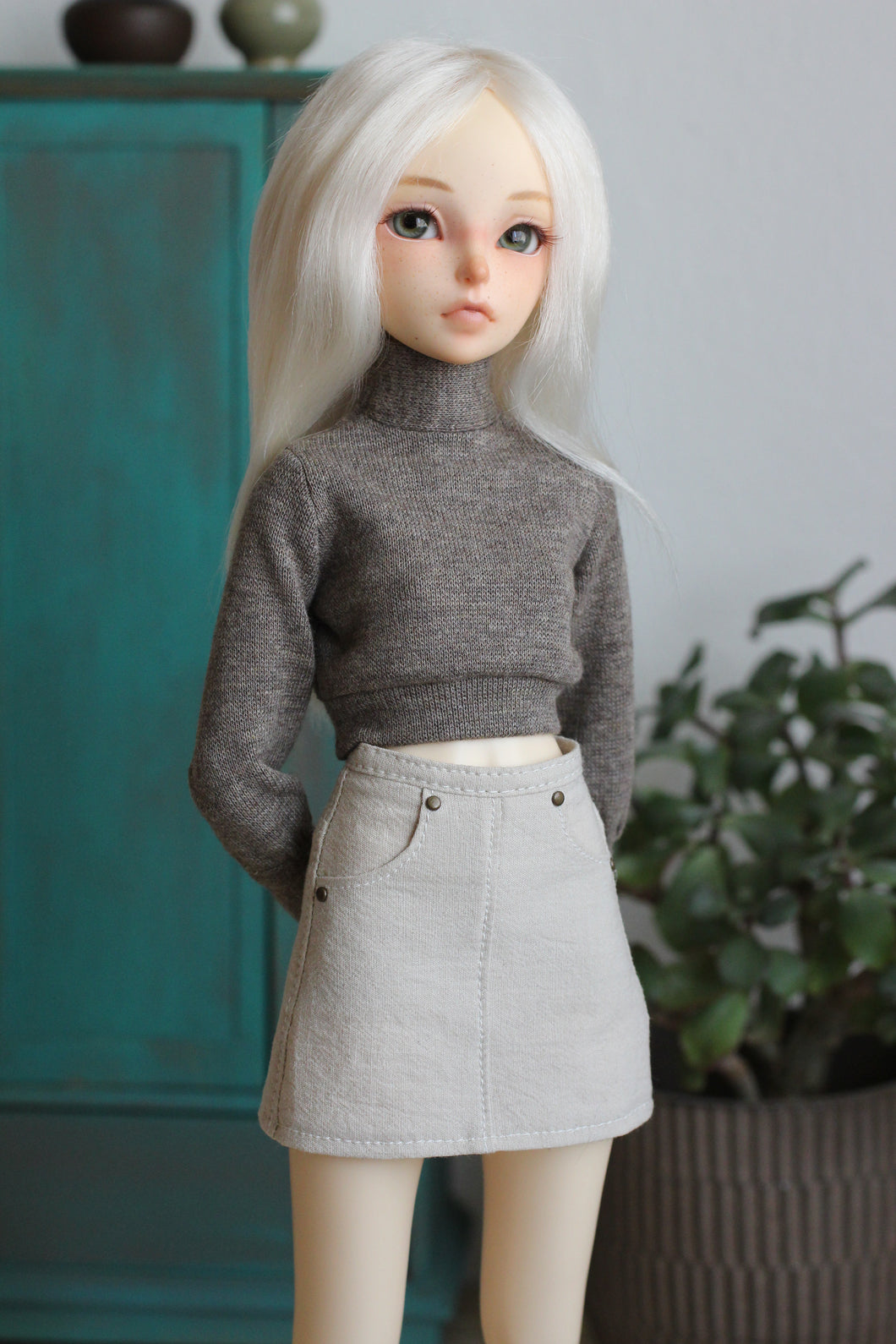 Turtleneck Crop Top And Pencil Skirt.